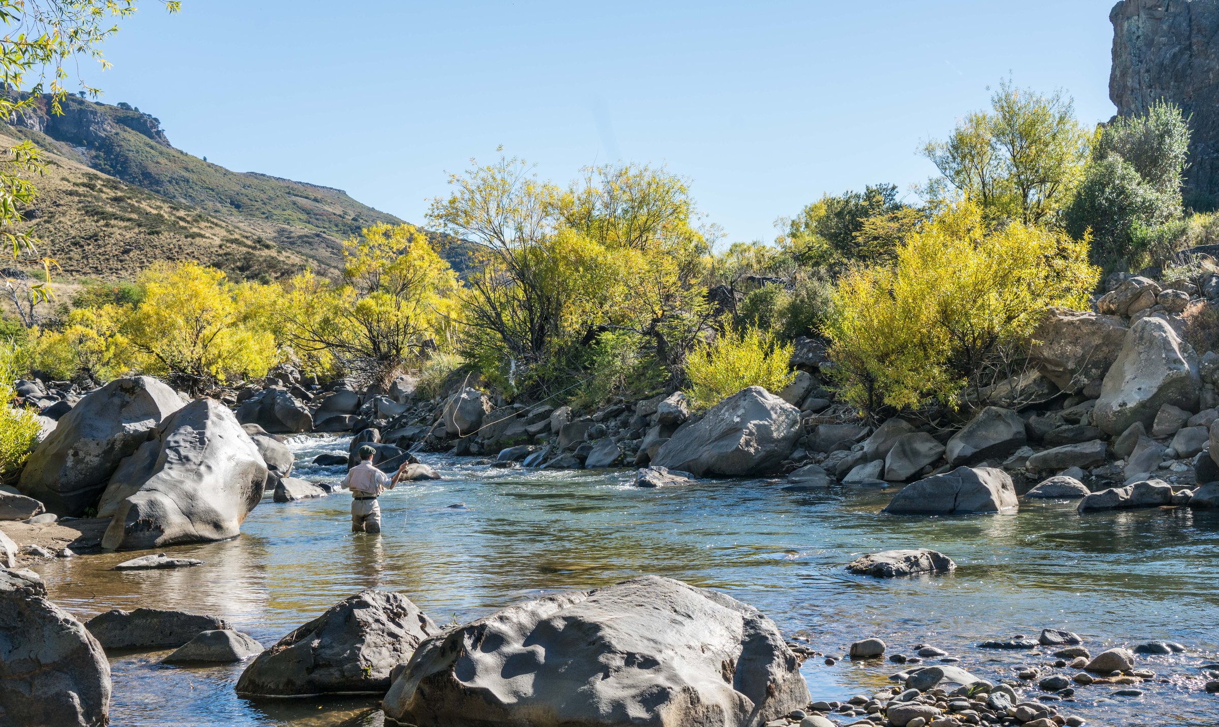 Fly fishing on a Patagonian river